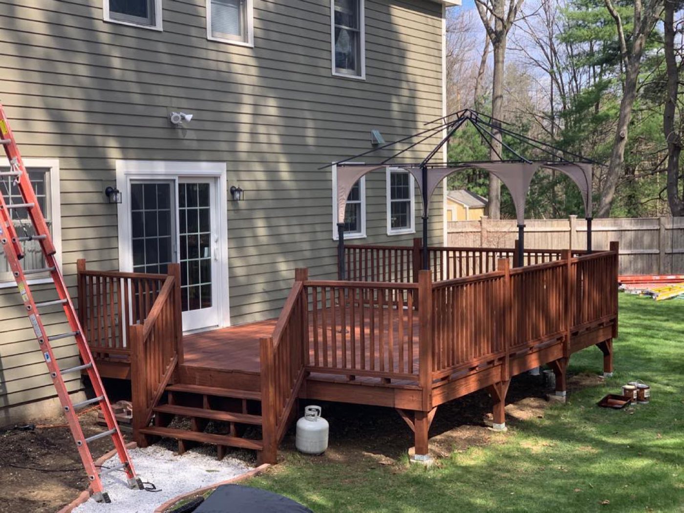 Fully stained backyard deck
