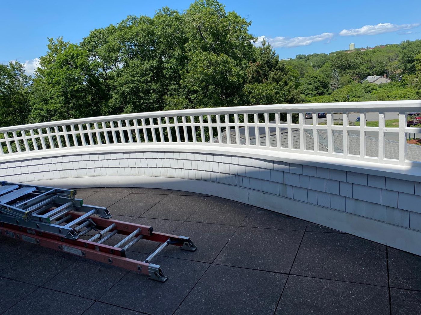 Rebuilt and freshly painted balcony railing